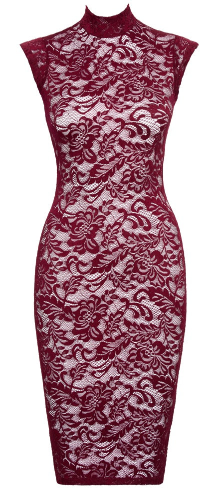 Vestido de Encaje Rojo Burdeos Cottelli Lingerie - Talla L