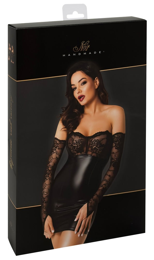 Noir Dress Arm Gauntlets S - Minivestido Tubo Powerwet con Guantes de Encaje