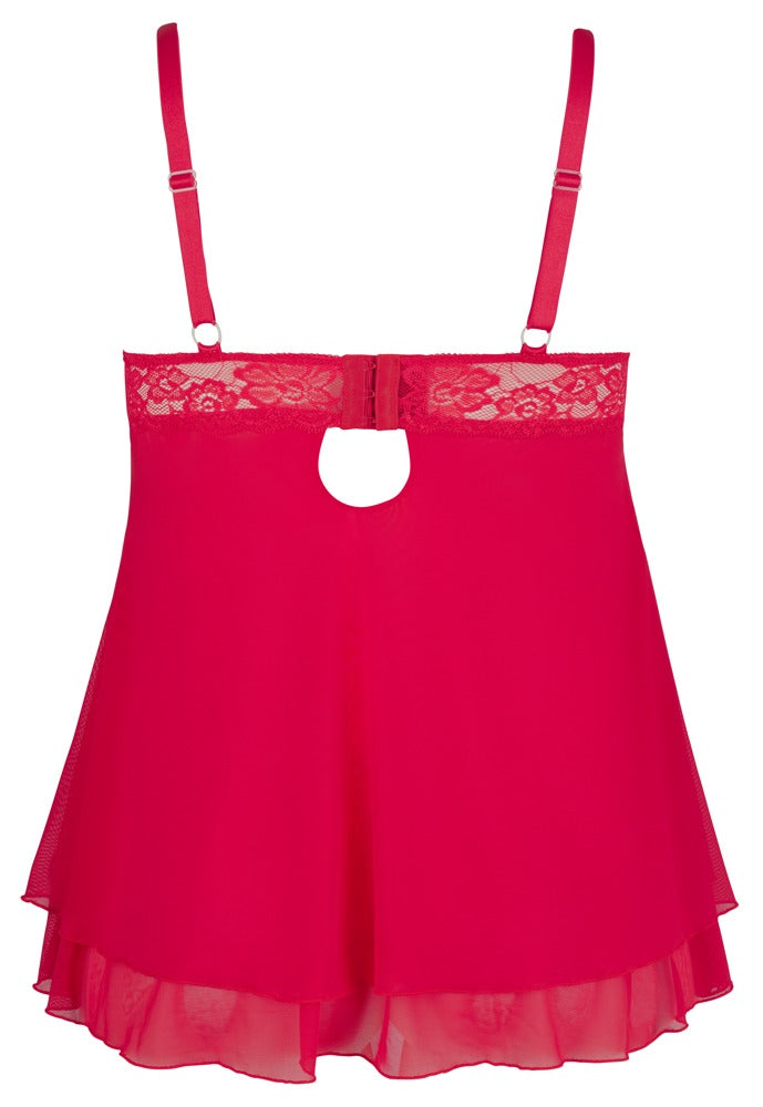 Babydoll Red 4XL Cottelli Curves - Encaje y Powernet
