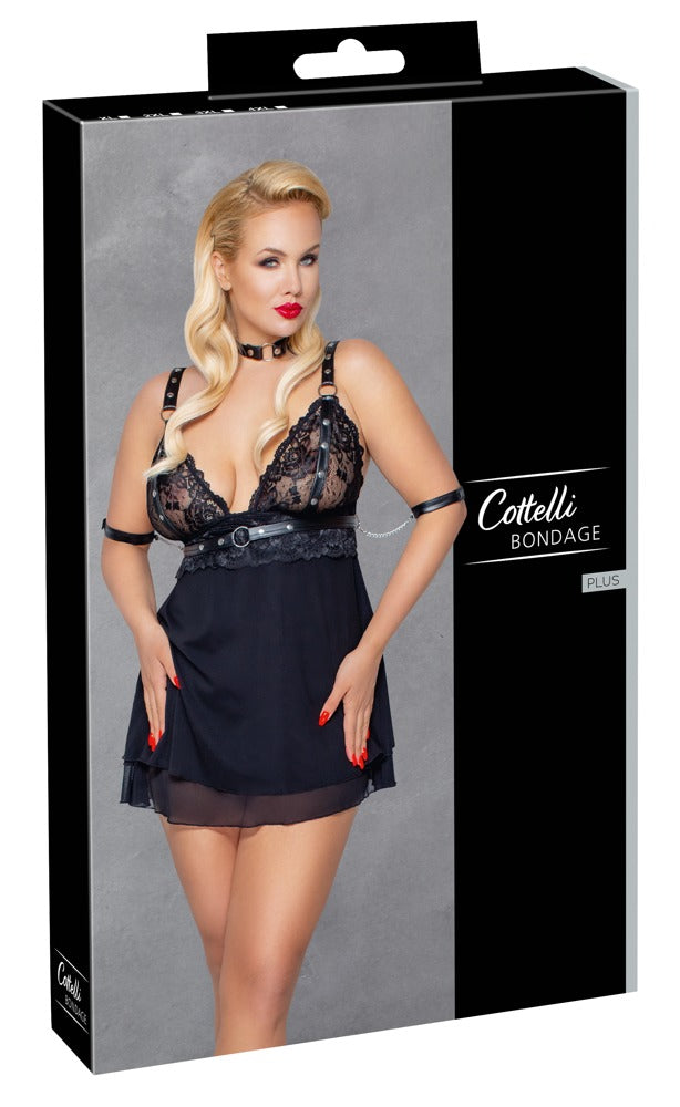 Babydoll Bondage 2XL Cottelli - Conjunto Encaje y Powernet