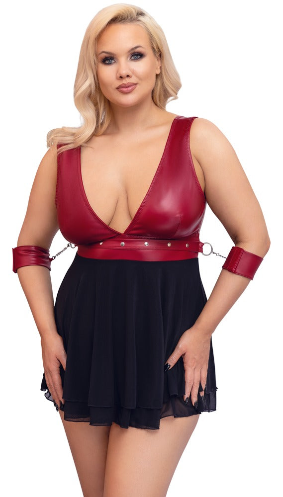 Babydoll Bondage 3XL Cottelli - Camisón Rojo con Accesorios