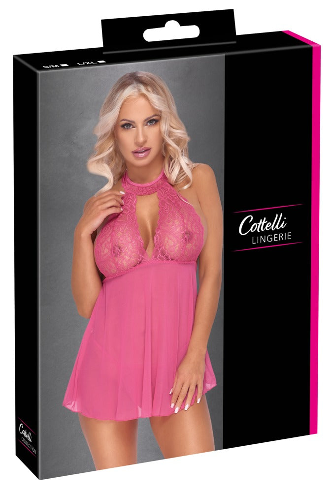 Babydoll Rosa S/M Cottelli Lingerie - Encaje y Powernet