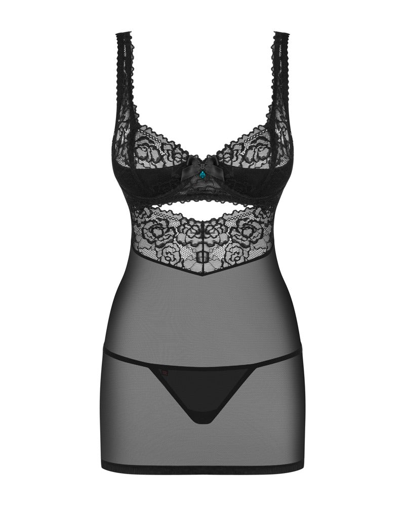 OBS Dress L/XL - Chemise Sexy de Encaje Rosa