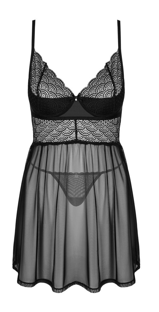 OBS Babydoll XS/S Obsessive - Conjunto Seductor Negro Transparente