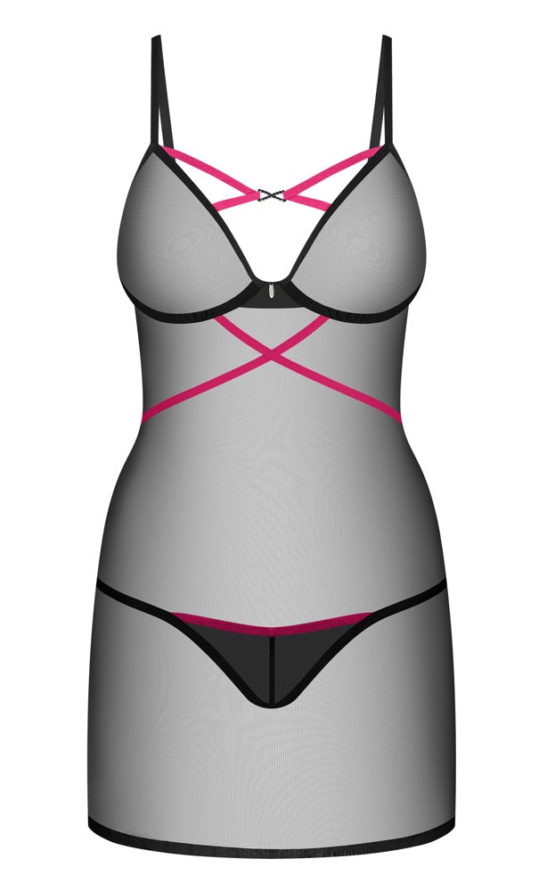 Obsessive Chemise M/L - Conjunto Lencería Transparente con Tanga