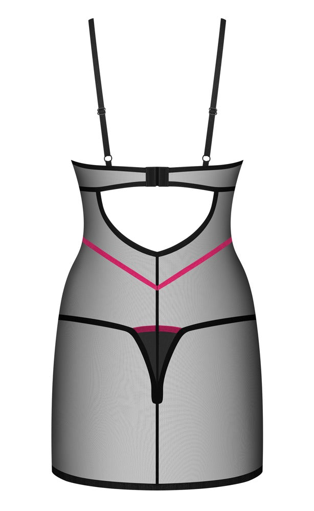 Chemise Obsessive XL/2XL - Conjunto Lencería Transparente Negro