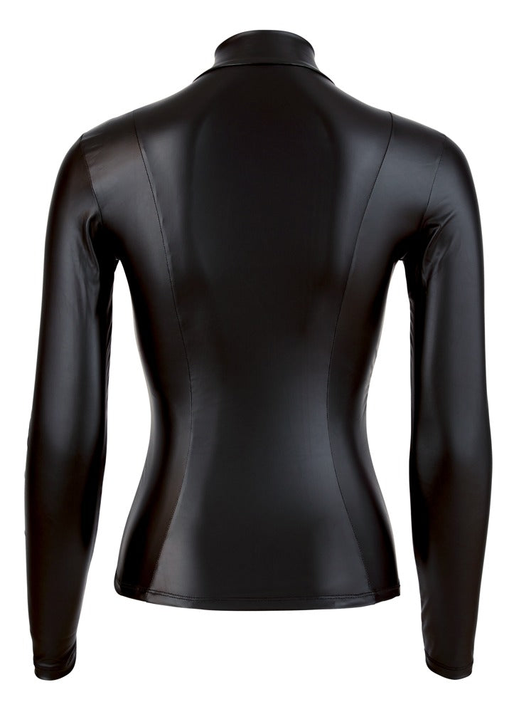 Long Sleeve Top Zip L - Top Negro Ajustado Cottelli PARTY