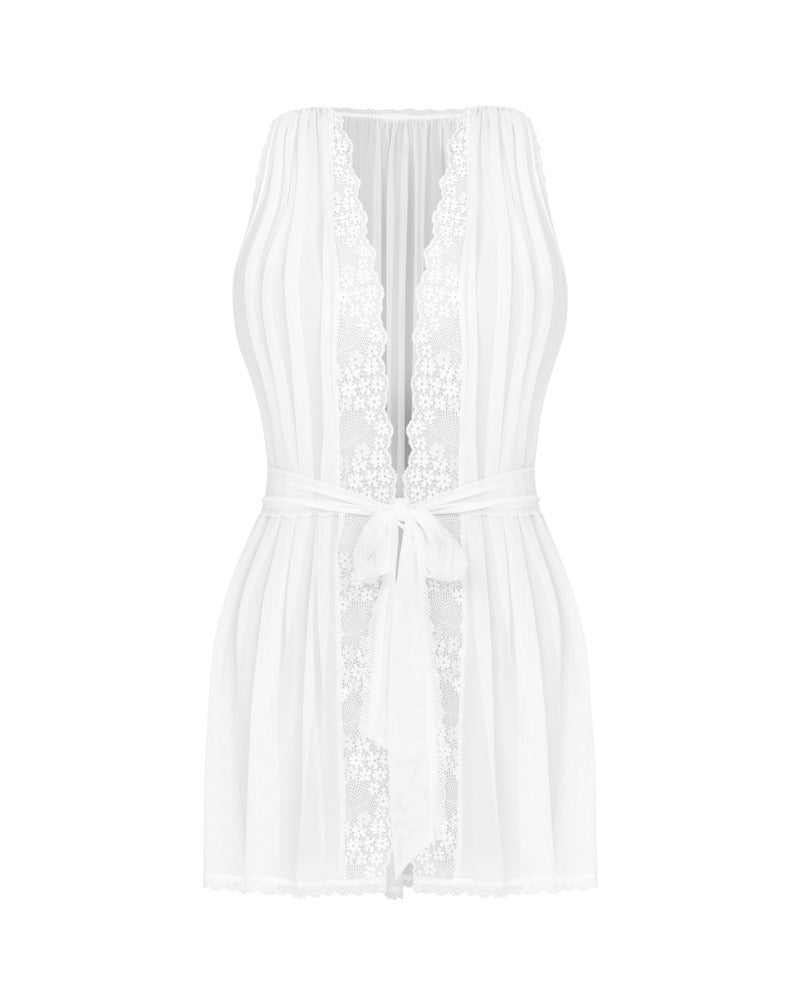 OBS Robe XL/2XL - Bata Transparente con Encaje Floral