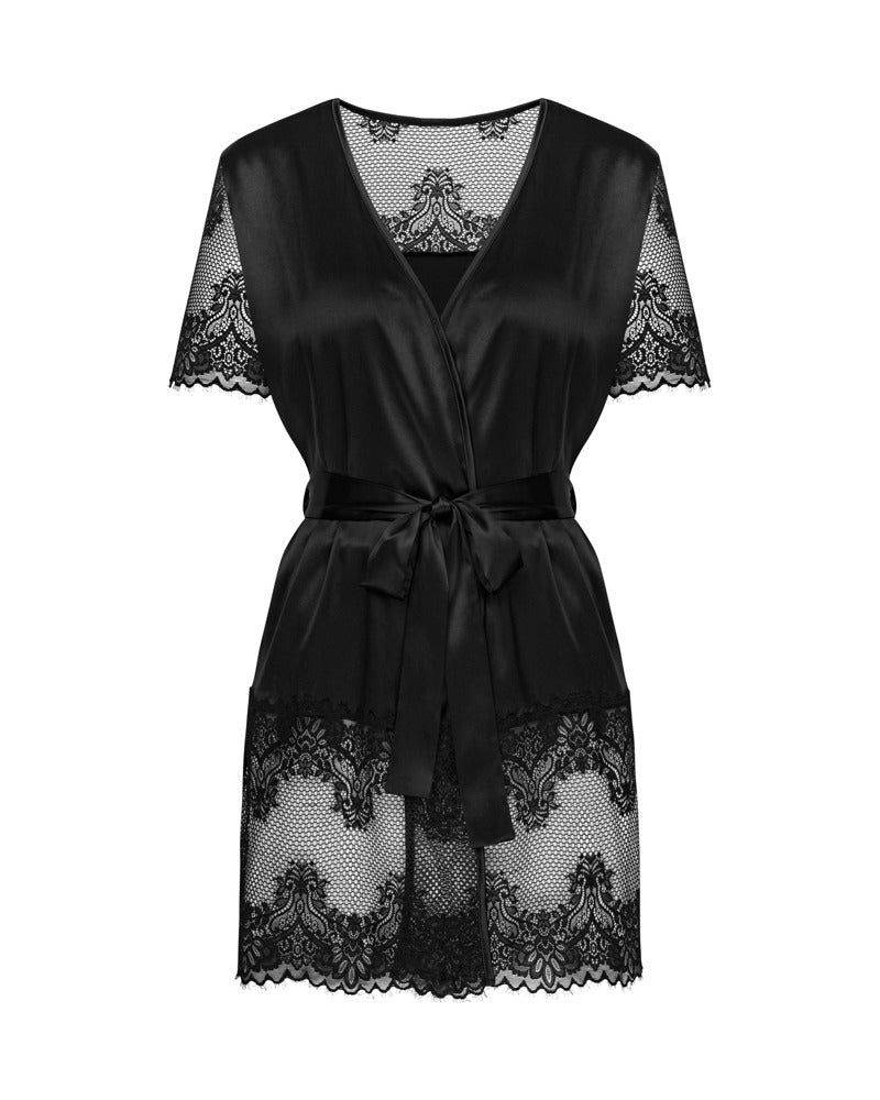 OBS Robe XS/S - Kimono Satén Negro Obsessive
