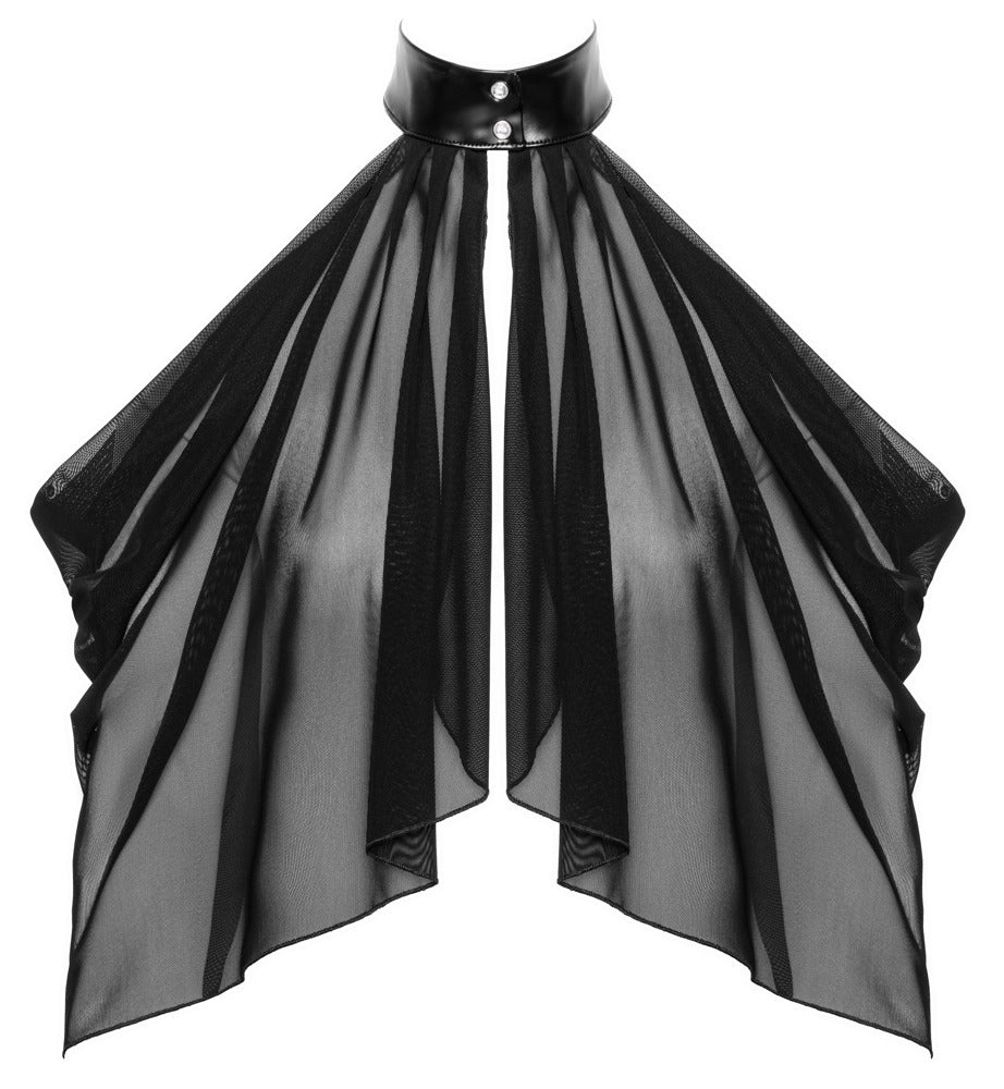 Noir Bolero Tulle M - Top Transparente de Tul Negro