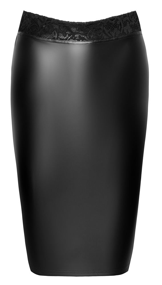 Falda Lápiz Noir Lace L - Encaje y Efecto Mojado
