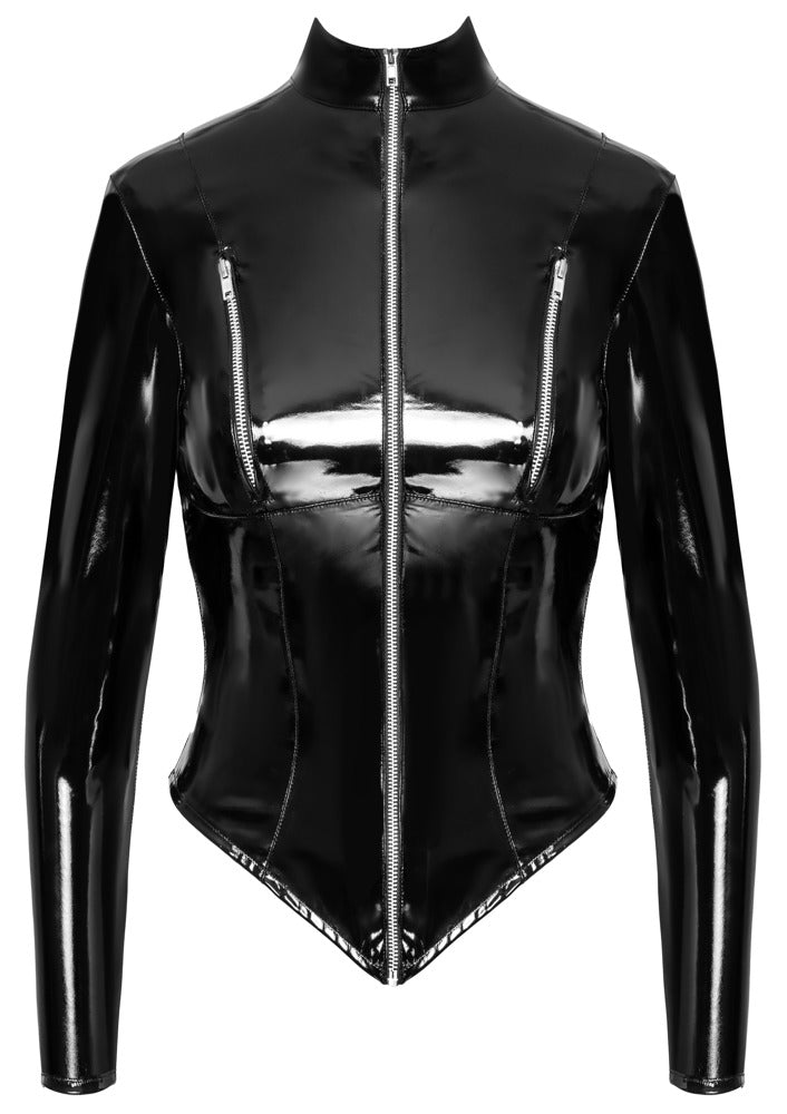 Vinyl Jacket Zips 2XL - Chaqueta Negra de Charol Black Level