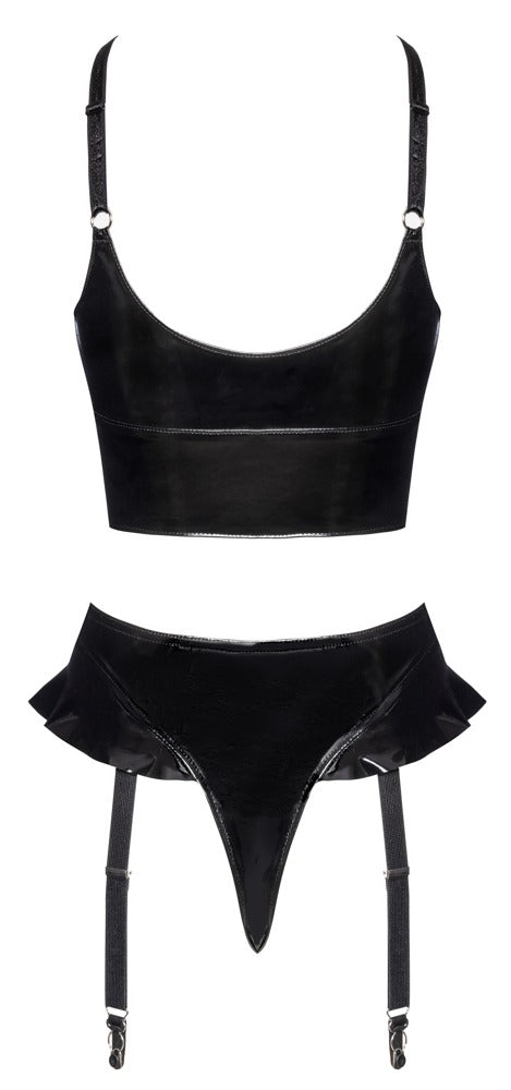 Vinyl Top & Thong M Black Level - Conjunto Glamour Charol Negro