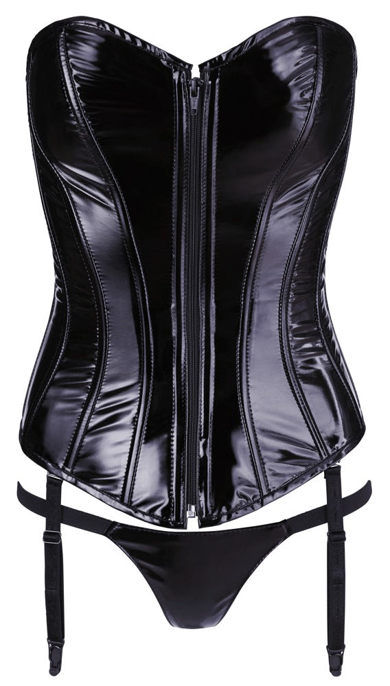 Corset Vinilo Negro XL Black Level con Tanga