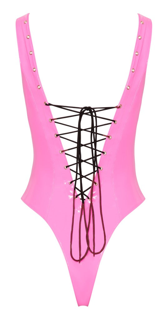 Body Vinilo Rosa Black Level - Escotado con Cordones