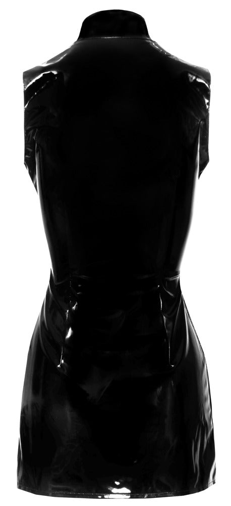 Vinyl Dress with Zip S - Vestido Corto Charol Negro Black Level
