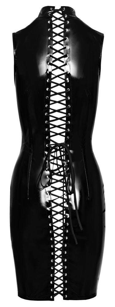 Vinyl Dress Lacing S - Vestido Charol Negro con Cordones