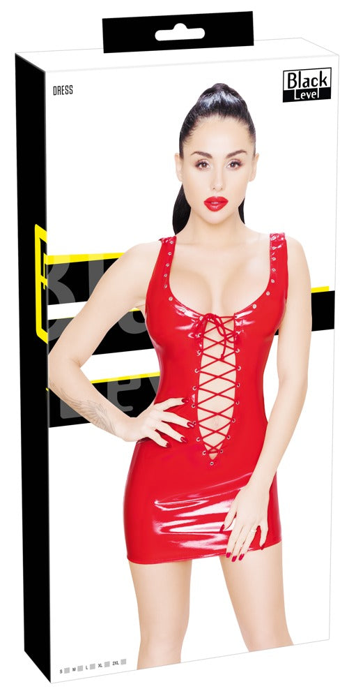 Vinyl Dress Red L - Vestido Corto de Charol Rojo Black Level