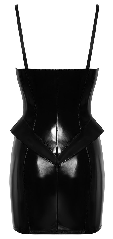 Vinyl Dress Peplum L Black Level - Minivestido Vinilo Negro Brillante