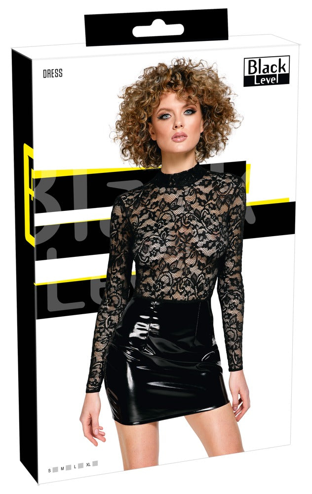 Vestido Vinyl Lace Negro Manga Larga - Black Level Talla S