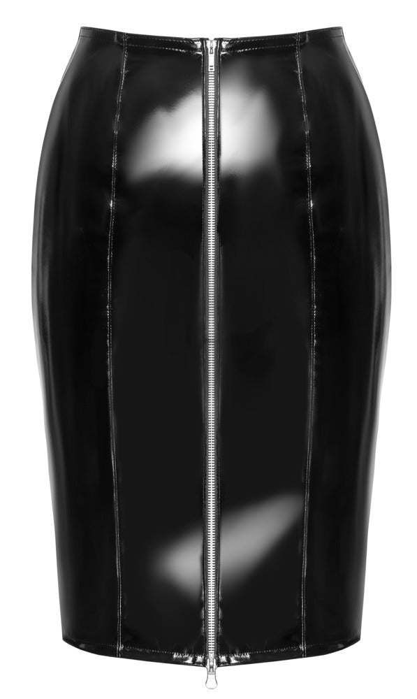 Falda Vinilo Negro Zip Black Level - Ajustada con Cremallera Doble Sentido Talla L