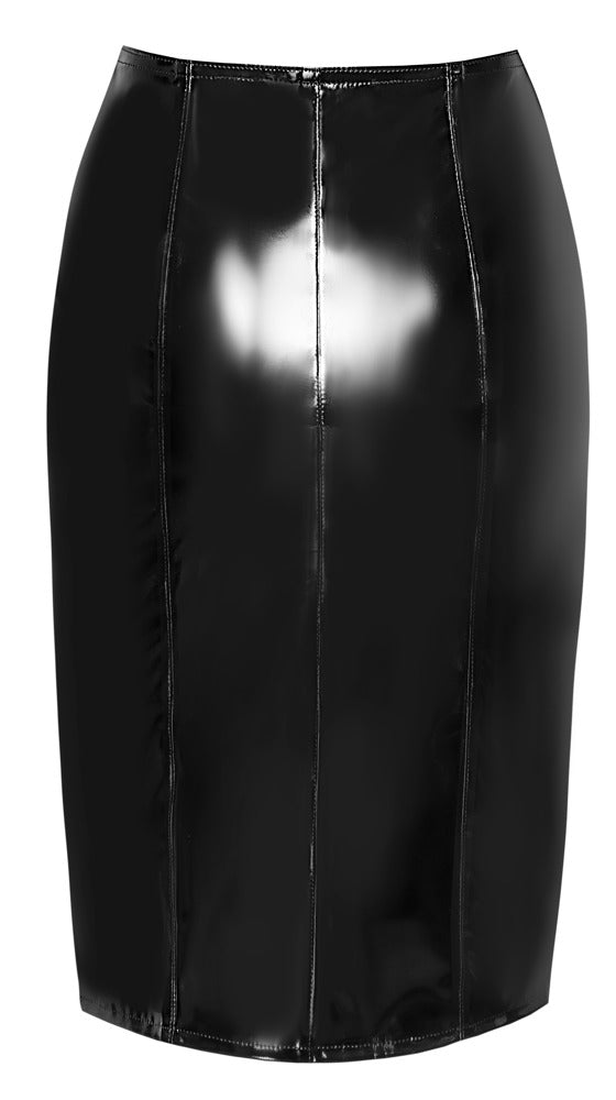 Falda Vinilo Zip Black Level - Ajustada Negra con Cremallera Doble M