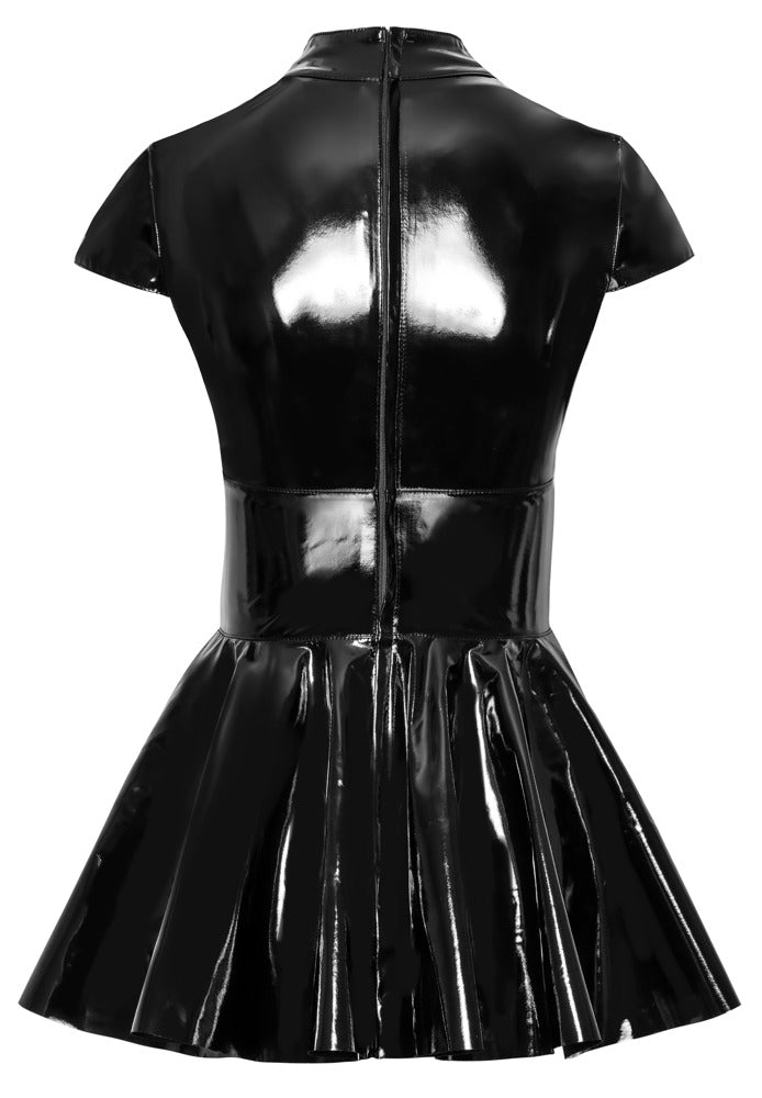 Vinyl Dress Ring XL - Minivestido Negro Brillante Black Level