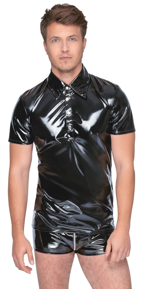 Polo Vinilo Negro Black Level M - Charol Brillante Hombre