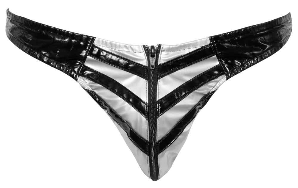 Black Level Vinyl Briefs Men S - Slip de Charol Negro con Rayas