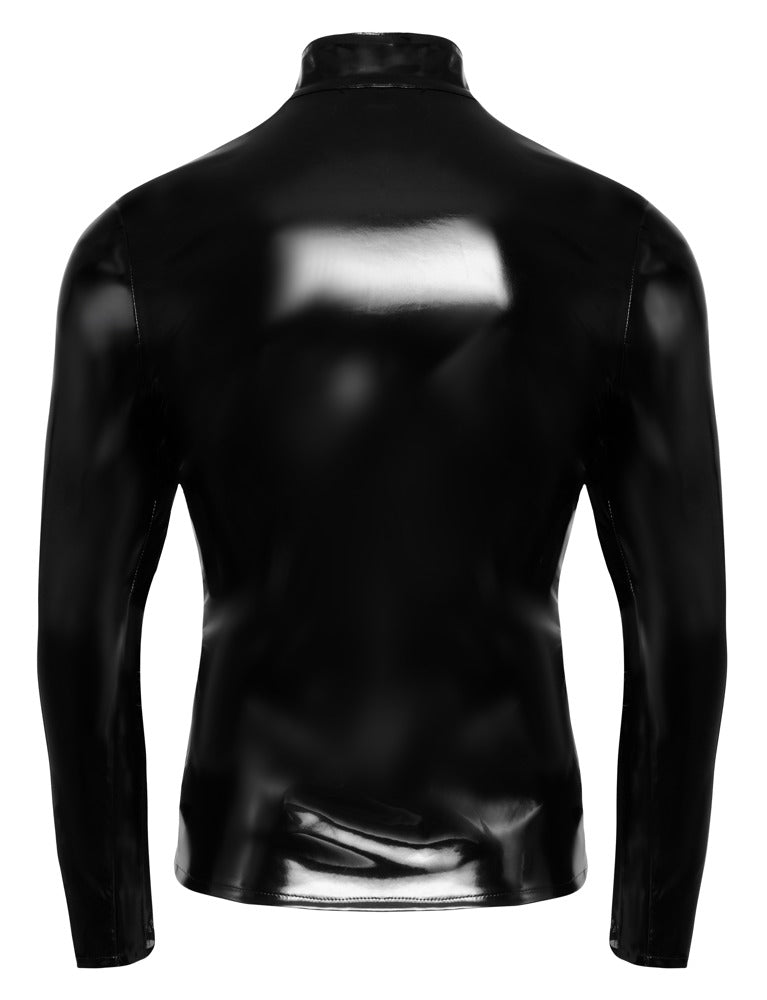 Vinyl Shirt Men L - Camisa Vinilo Negra con Insertos de Red