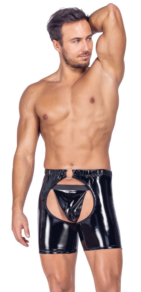 Men's Vinyl Chaps S - Polainas Negras de Vinilo con Tanga Black Level