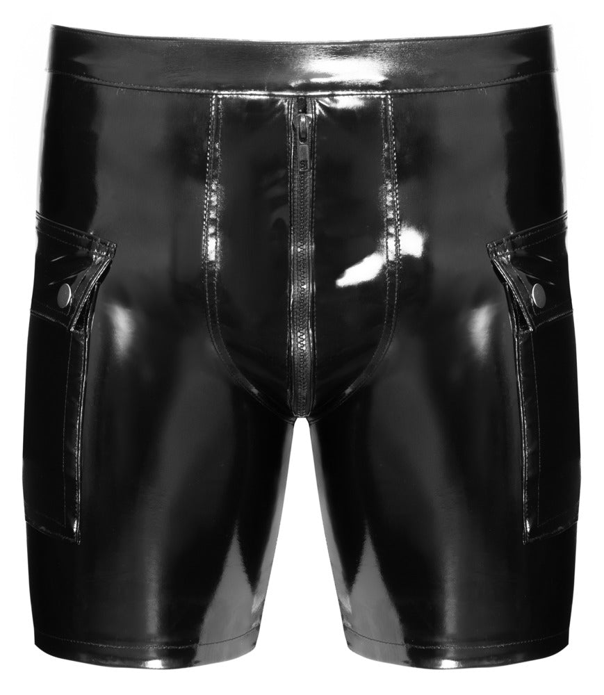 Pantalón Corto Vinilo Negro Brillante Black Level 2XL - Diseño Elástico