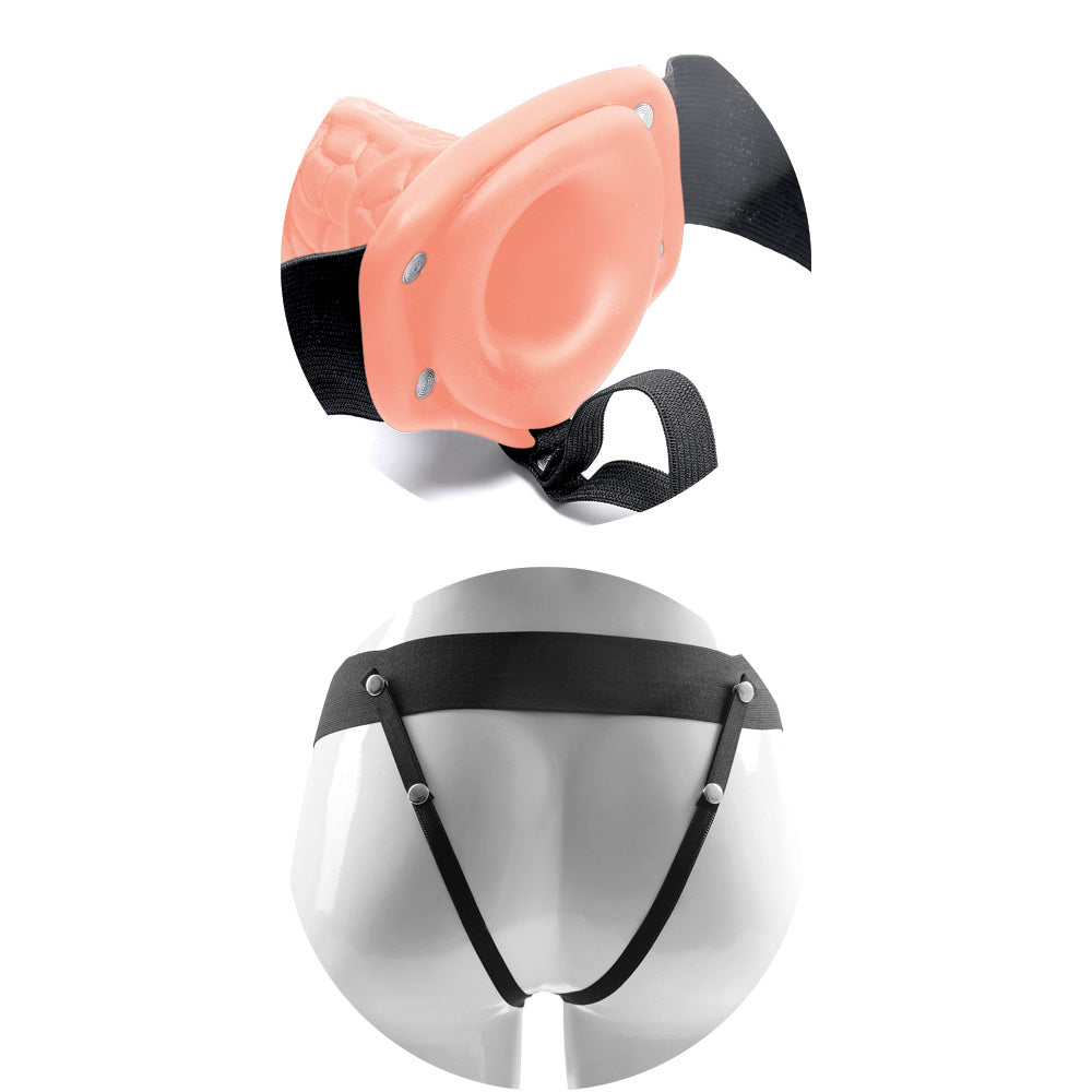 STRAP-ON HUECO CON VIBRACIÓN Y TESTICULOS REAL RAPTURE AIR FEELING 8" BLANCO