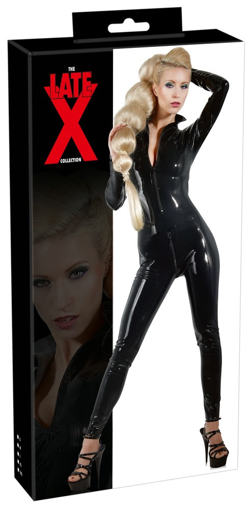 Late X Latex Catsuit Black L - Traje Entero con Cremalleras