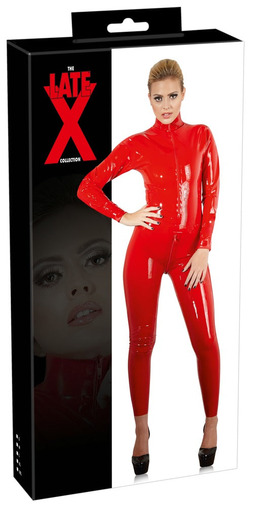 Latex Catsuit Rojo L - Late X | Traje Ajustado de Látex Natural