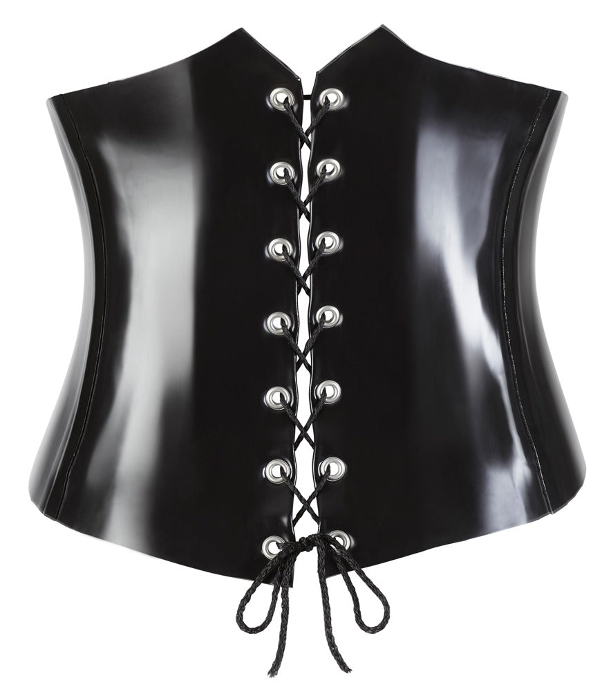 Latex Waist Cincher Black S - Corsé de Látex con Varillas de Formación