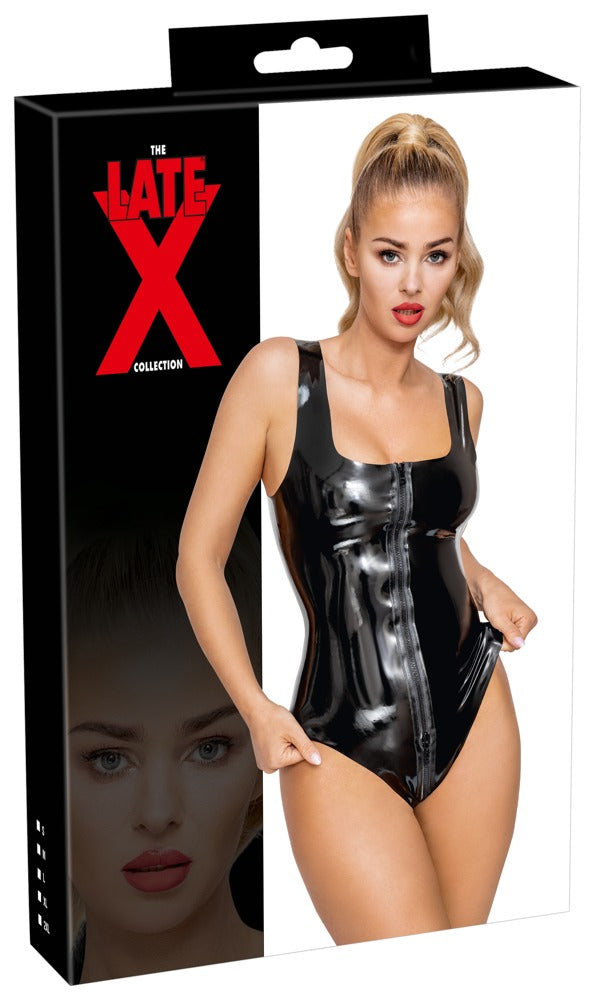 Latex Body Zip XL - Body de Látex Negro con Cremallera Bidireccional