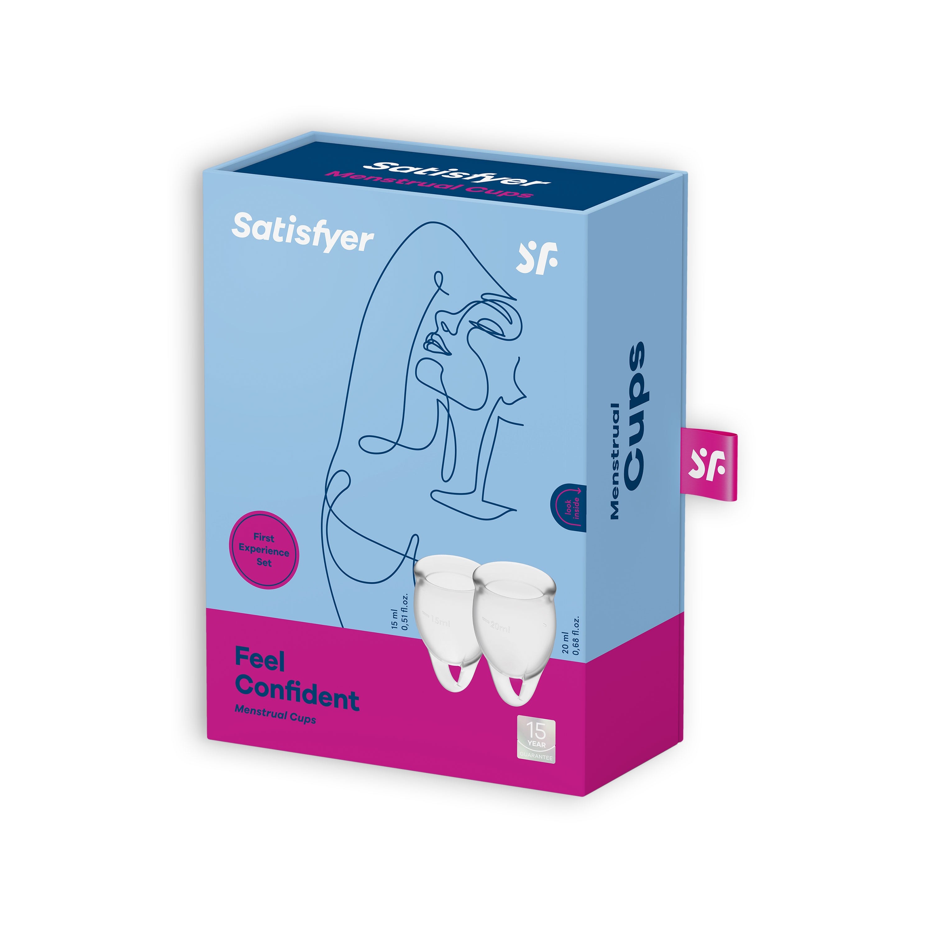 CONJUNTO DE 2 COPAS MENSTRUALES FEEL CONFIDENT SATISFYER TRANSPARENTE