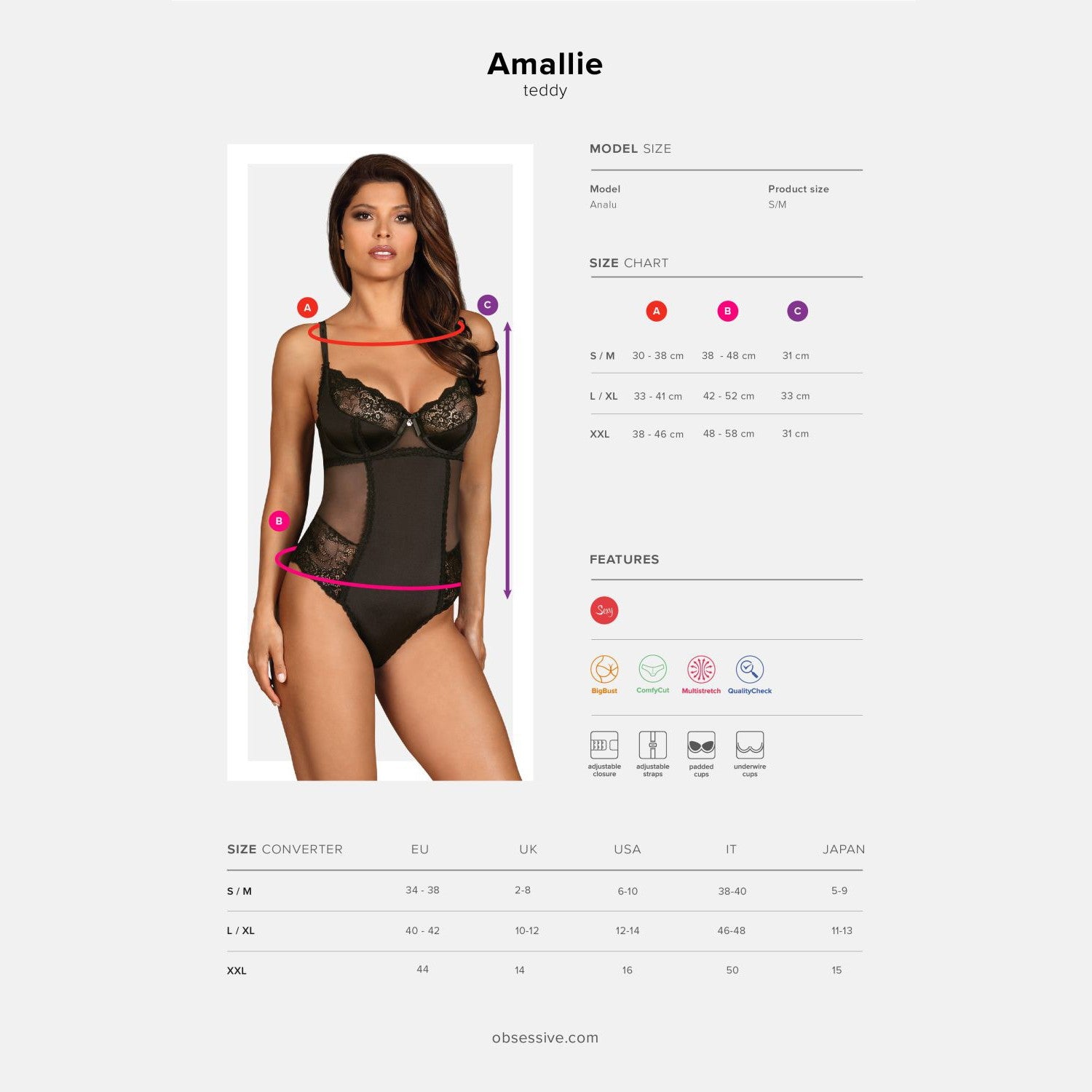 Amallie Bodysuit con Encaje Negro