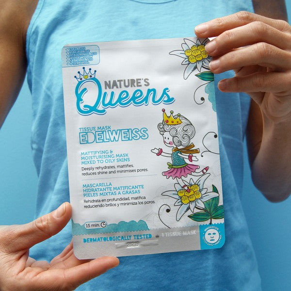 MASCARILLA DE TEJIDO FACIAL MATIFICANTE NATURE?S QUEENS EDELWEISS 25ML