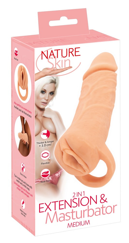 Nature Skin Extender Medium - Masturbador 2 en 1