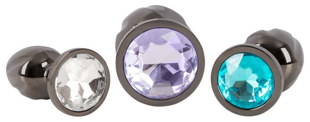 Set de 3 Plugs Anales Metal ANOS Diamo con Diamantes