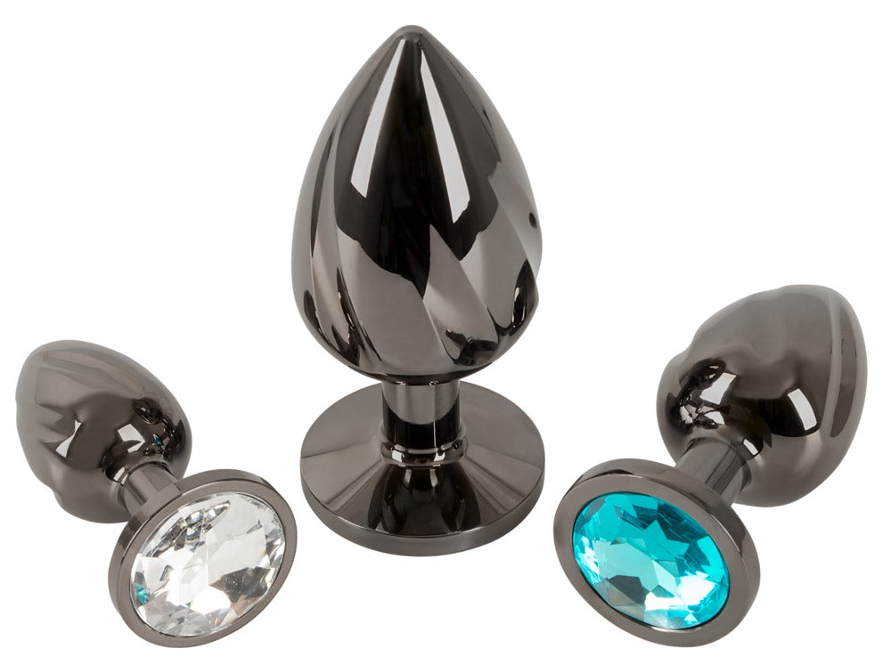 Set de 3 Plugs Anales Metal ANOS Diamo con Diamantes