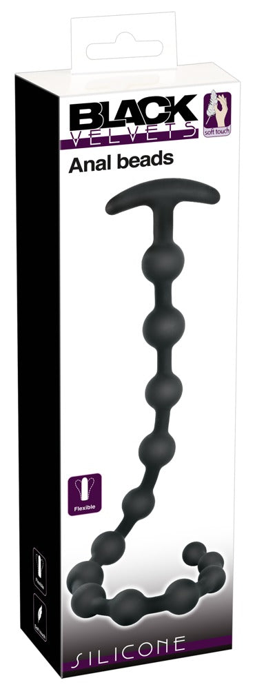 Black Velvets Anal Beads Silicona - Cadena de 13 Bolas Flexibles