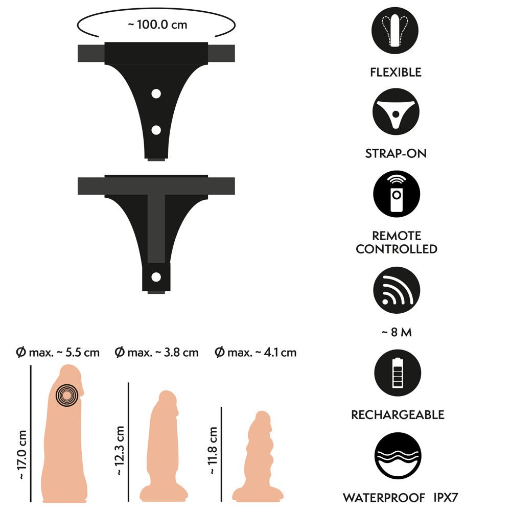 Strap-On Set RC Vibe 2 Dildos You2Toys - Arnés con Vibrador y 2 Consoladores