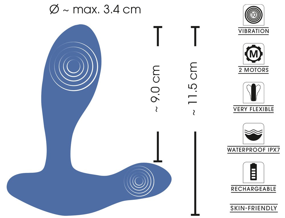 Sweet Smile Flexible Butt Plug - Vibrador Anal Doble Motor Metalizado