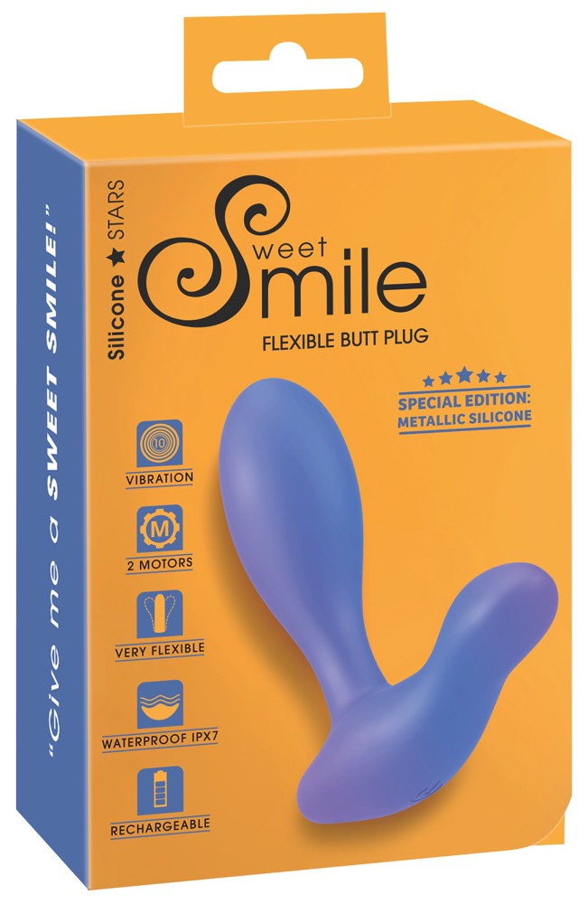 Sweet Smile Flexible Butt Plug - Vibrador Anal Doble Motor Metalizado