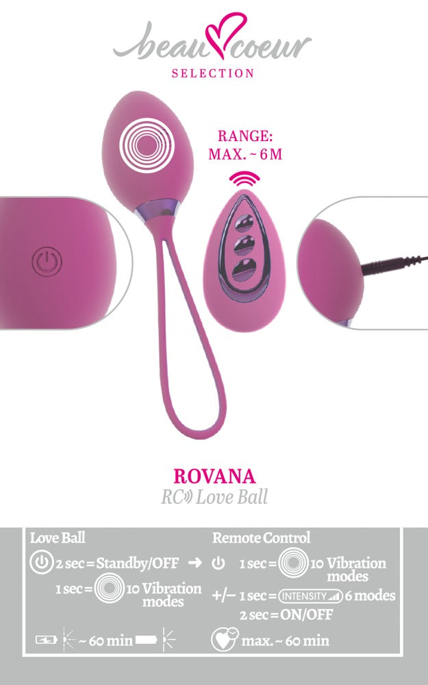 Beau Coeur Rovana RC Love Ball - Huevo Vibrador con Control Remoto