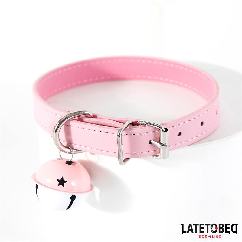 Collar con Cascabel Ajustable Rosa