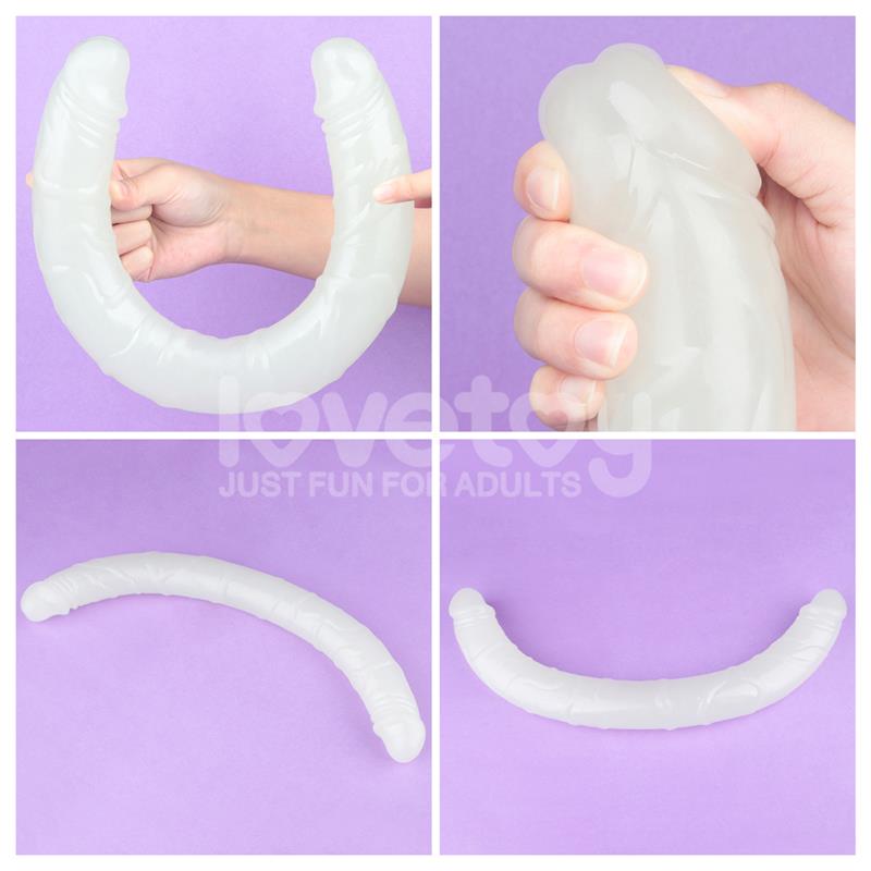 Dildo Doble Lumino Luz Azul 18.5